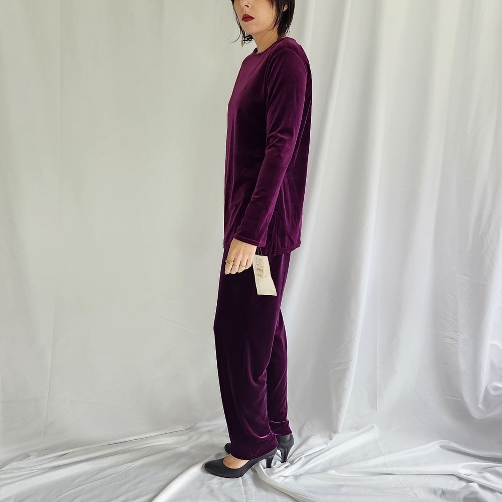 Y2K Deadstock Purple Velvet Pants and Top Set - Picture 2 of 7